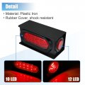 2 Pcs Trailer Light Steel Boxes Housing Welded Mount With 6 Inch Led Oval Tail Red Round Side For Truck Waterproof