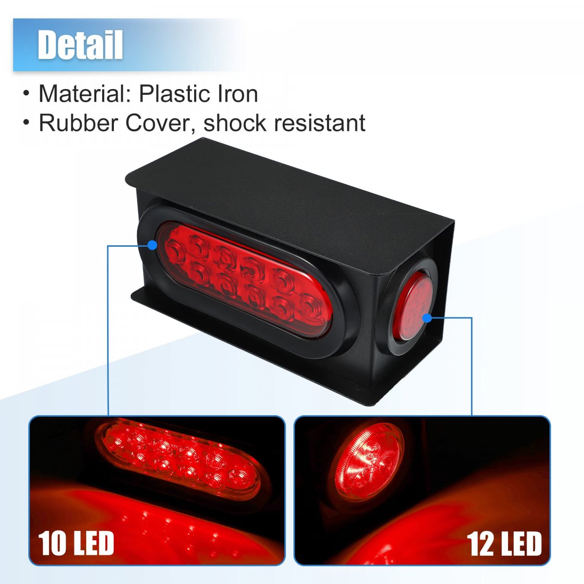 2 Pcs Trailer Light Steel Boxes Housing Welded Mount With 6 Inch Led Oval Tail Red Round Side For Truck Waterproof