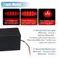 2 Pcs Trailer Light Steel Boxes Housing Welded Mount With 6 Inch Led Oval Tail Red Round Side For Truck Waterproof