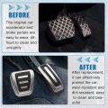 X Autohaux 4pcs Accelerator Pedal And Brake Cover Set For Audi Q3 2019-2021 Metal Rubber Silver Tone Black