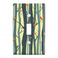 Tree Forest Pattern With Birds And Butterflies Plastic Wall Decor Toggle Light Switch Plate Cover 