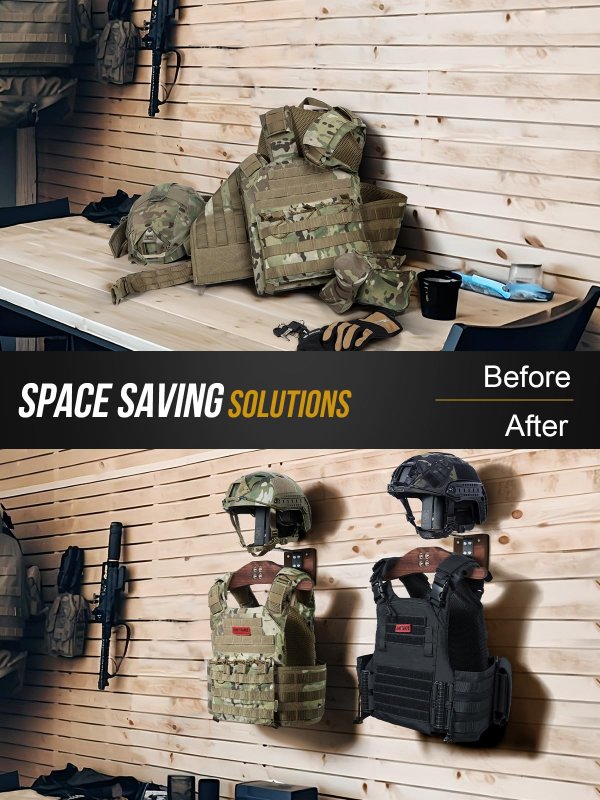 Onetigris Tactical Gear Wall Mount Motorcycle Helmet Holder Stand Jacket Hanger Plate Carrier Rack Display Organizer For Police