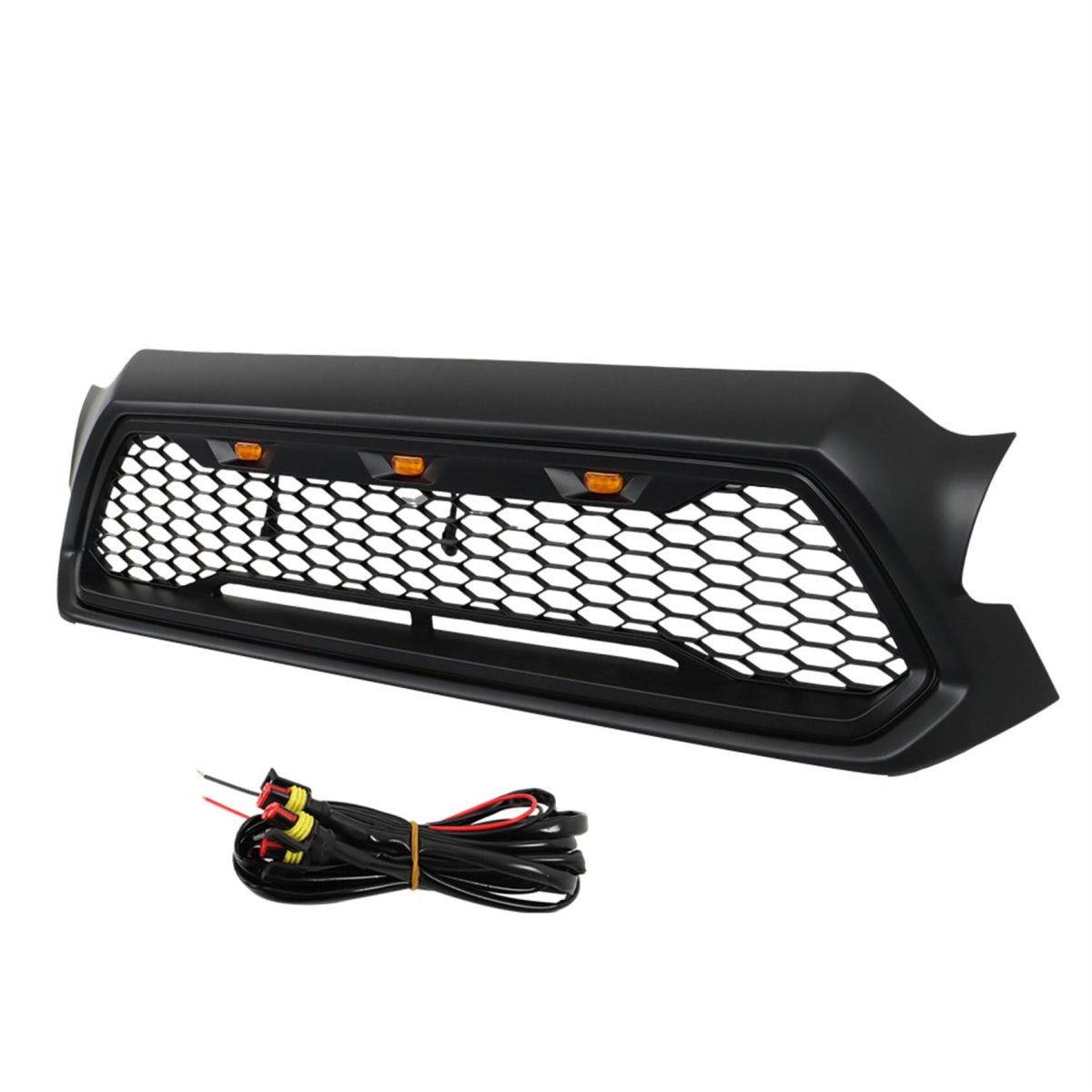 Front Grille With Lights Matte Black Mesh Grill Replacement For 2012 2013 2014 2015 Tacoma Pickup Truck Direct Upper Hood