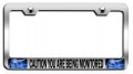 Caution You Are Being Monitored Alien Chrome Metal License Plate Frame Tag Holder T4 