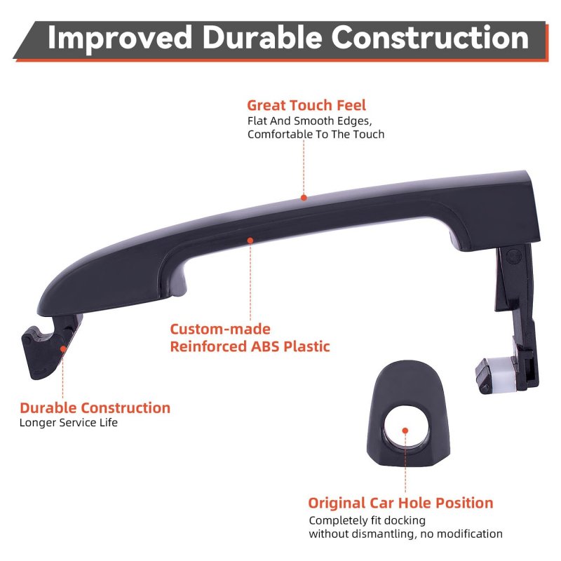 4 Pcs Exterior Door Handle Replacement Kit With Driver Key Hole Black For 2007 2010 Elantra And 2011 2012 Touring Hatchback