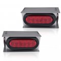 Pit66 Trailer Tail Light 2pack Steel Boxes Housing Kit W 6inch Oval Red Led Lights 2 Inch Round Side Marker