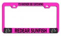 I D Rather Be Catching Redear Sunfish Fishing Pink Metal License Plate Frame Heavy Duty Steel Tag Holder For Us And Canada 