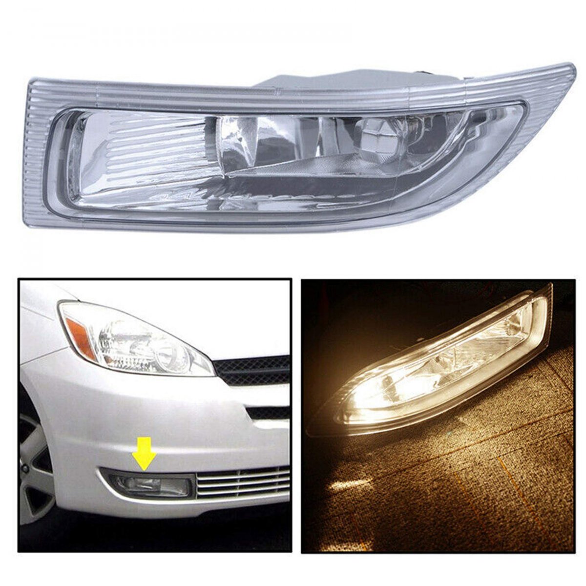 Pack Of 2 Lh Rh New Clear Lens Fog Light W Bulbs Replacement For 2004-2005 Toyota Sienna 81210ae010 81220ae010 To2592118