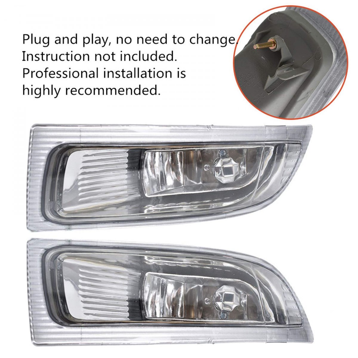 Pack Of 2 Lh Rh New Clear Lens Fog Light W Bulbs Replacement For 2004-2005 Toyota Sienna 81210ae010 81220ae010 To2592118