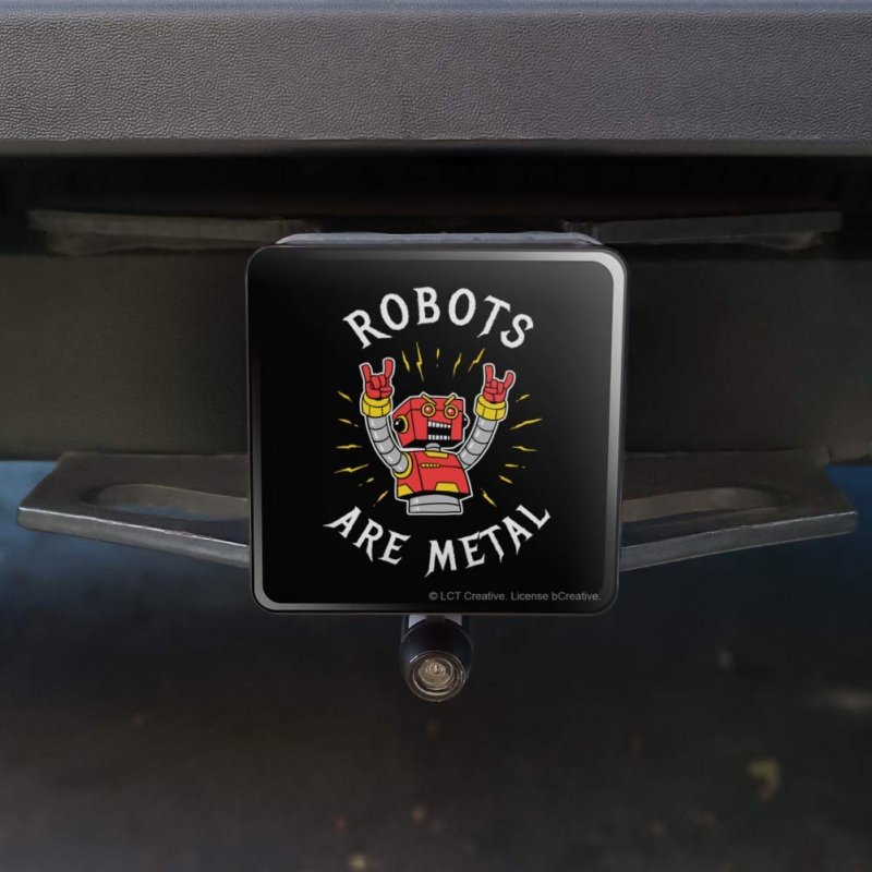 Robots Are Metal Rock Funny Humor Tow Trailer Hitch Cover Plug Insert For 2 In Receivers Black Abs Plastic With Uv Resistant