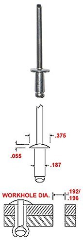 Soft Set Blind Rivets 3 16 In 188 To 250 Grip Range Dome Head Plain Finish Aluminum Ppad604-vl Pack Of 1000