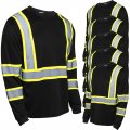 Zhanmai 6 Pack Safety Long Sleeve Class 3 High Visibility T Shirt With Reflective Strips For Work Surveyor Construction 