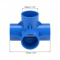 Uxcell 4-way Elbow Pvc Pipe Fitting Furniture Grade 40mm Size Tee Corner Fittings Blue 2pcs