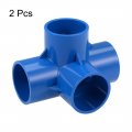 Uxcell 4-way Elbow Pvc Pipe Fitting Furniture Grade 40mm Size Tee Corner Fittings Blue 2pcs