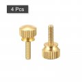 Uxcell 4pcs Knurled Thumb Screws M3x10mm Brass Shoulder Bolts Stepped Grip Knobs Fasteners For Pc Electronic Mechanical