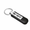 Ipick Image For Ford Mustang Gt Silver Metal Plate Black Pu Leather Strap Key Chain Keychain Official Licensed