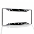 Fastasticdeals Metal Insert License Plate Frame Jumper Horse Weatherproof Car Accessories Chrome 4 Holes Solid 