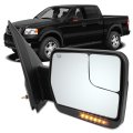 Rearview Mirror Black Housing Passenger Side Towing For 2004-2014d For F-150 With Manual Folding Turn Signal Lights Power 