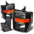 Auto Dynasty Black Housing Amber Corner Headlight Tool Kit For Ford F-250 F-350 F-450 F-550 Super Duty 08-10 