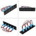 Aluminum Panel 5 Gang Rocker Switch Circuit Breaker Blue Led Rv Car Marine Boat 12 24v On Off