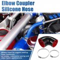 1 Set 89mm To 102mm 3 5 4 02 Id 90 Degree Elbow Coupler Silicone Hose 4-ply With 2 Pcs Clamps Black Red