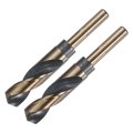 2pcs Reduced Shank Twist Drill Bits 22mm Black Nitride Gold Titanium Coated High Speed Steel 4341 With 12 7mm 1 2 For Stainless 