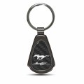 Ipick Image Compatible With Ford Mustang Script Real Black Carbon Fiber Gunmetal Metal Teardrop Key Chain