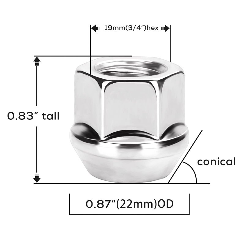 Dynofit 1 2-20 Aftermarket Wheel Lug Nuts 20pcs 2x20 21mm Heigh Open End Conical Lugnuts For Grand Cherokee Cj Commander