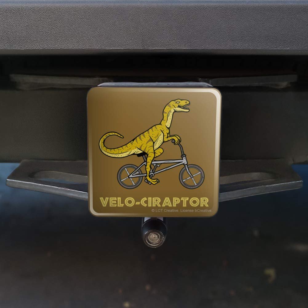Velo Ciraptor Velociraptor Biking Funny Humor Tow Trailer Hitch Cover Plug Insert For 2 In Receivers Black Abs Plastic