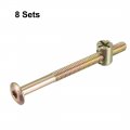 Uxcell M6x75mm Furniture Bolt Nut Set Hex Socket Screw 52mm Thread Length With Barrel Nuts For Beds Headboards Chairs 8 Sets
