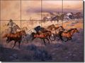Western Horses Ceramic Tile Mural 17 X 12 75 The Dust Of Stolen By Jack Sorenson Kitchen Shower Backsplash 