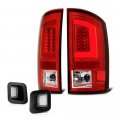 Red Lens Premium C-shape Oled Tube Tail Light Full-led License Plate Lamp Housing Replacement Bundle For 2003-2006 Dodge Ram 