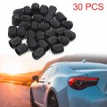 Uxcell 30pcs Black Plastic Tire Air Valve Stem Caps Tyre Wheel Rims Dust Cover For Car