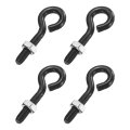 4 Pack Eye Bolts M6 X 30mm 304 Stainless Steel Threadedbolt Black Eye Hooks With Nut For Hanging Or Securing Cables 