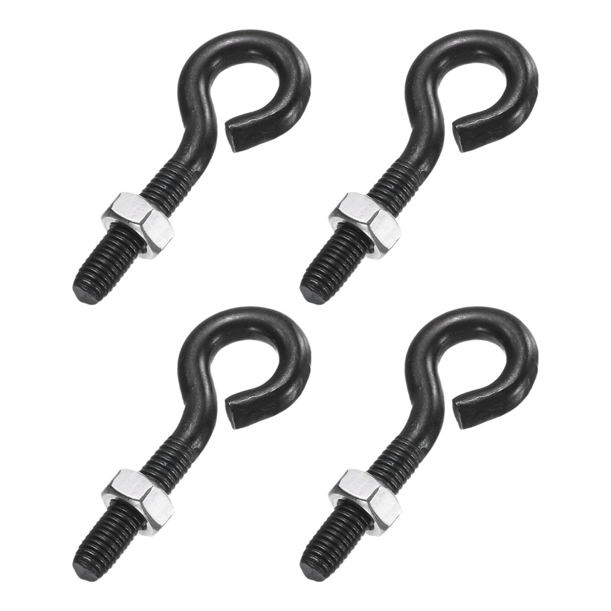 4 Pack Eye Bolts M6 X 30mm 304 Stainless Steel Threadedbolt Black Eye Hooks With Nut For Hanging Or Securing Cables
