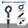 4 Pack Eye Bolts M6 X 30mm 304 Stainless Steel Threadedbolt Black Eye Hooks With Nut For Hanging Or Securing Cables