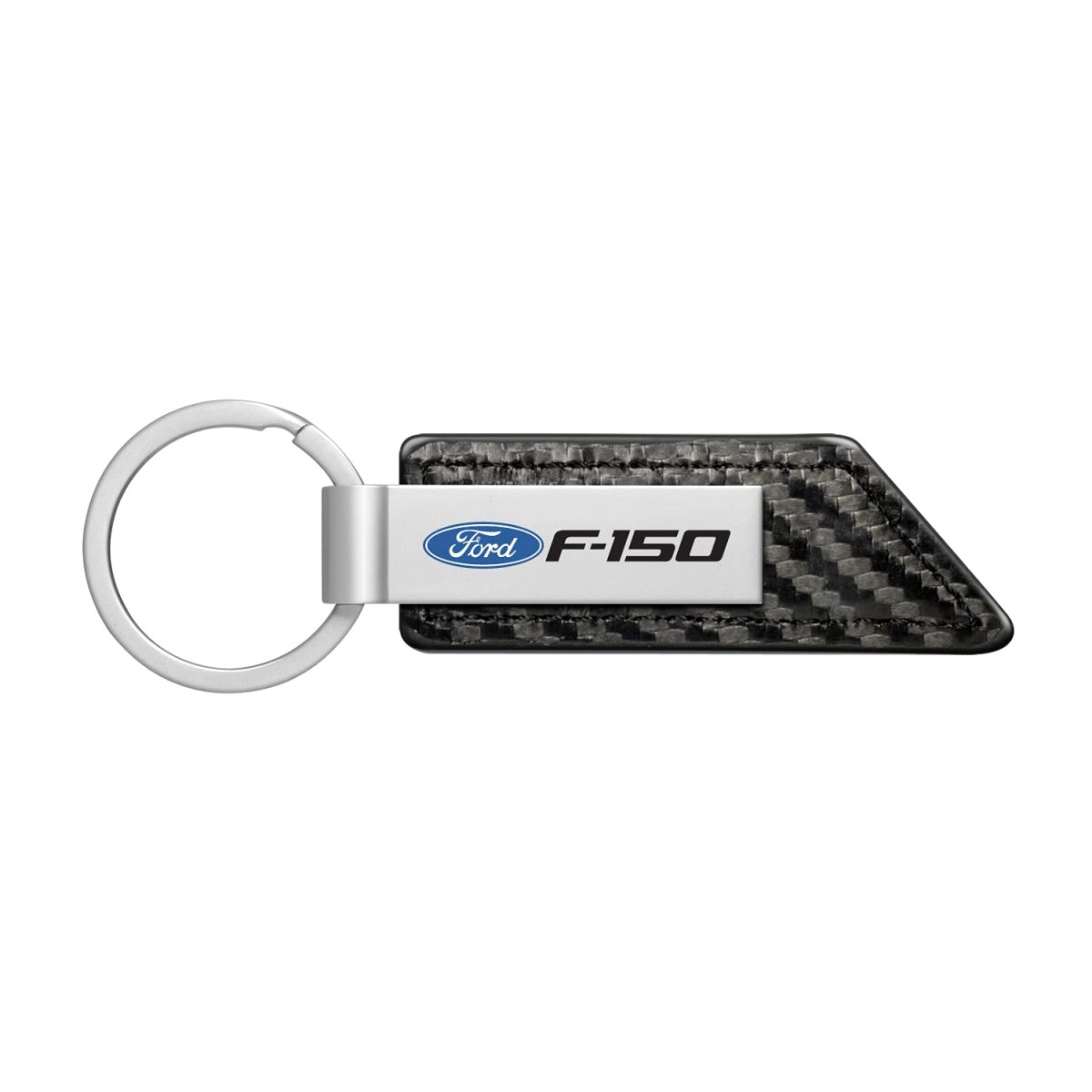 Ford F-150 Pu Leather Carbon Fiber Texture Strap Silver Metal Bar Key Chain Official Licensed
