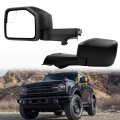 Dasbecan Driver Side Mirror For 2021-2024 Ford Bronco Left W Temp Sensor Power Heated Manual Folding Blind Spot Glass Black 
