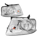 Auto Dynasty For Ford F150 Pair Of Chrome Housing Clear Corner Headlight Red Led 3rd Brake Light