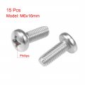 Uxcell M6x16mm Machine Screws Pan Phillips Cross Head Screw 304 Stainless Steel Fasteners Bolts 15pcs