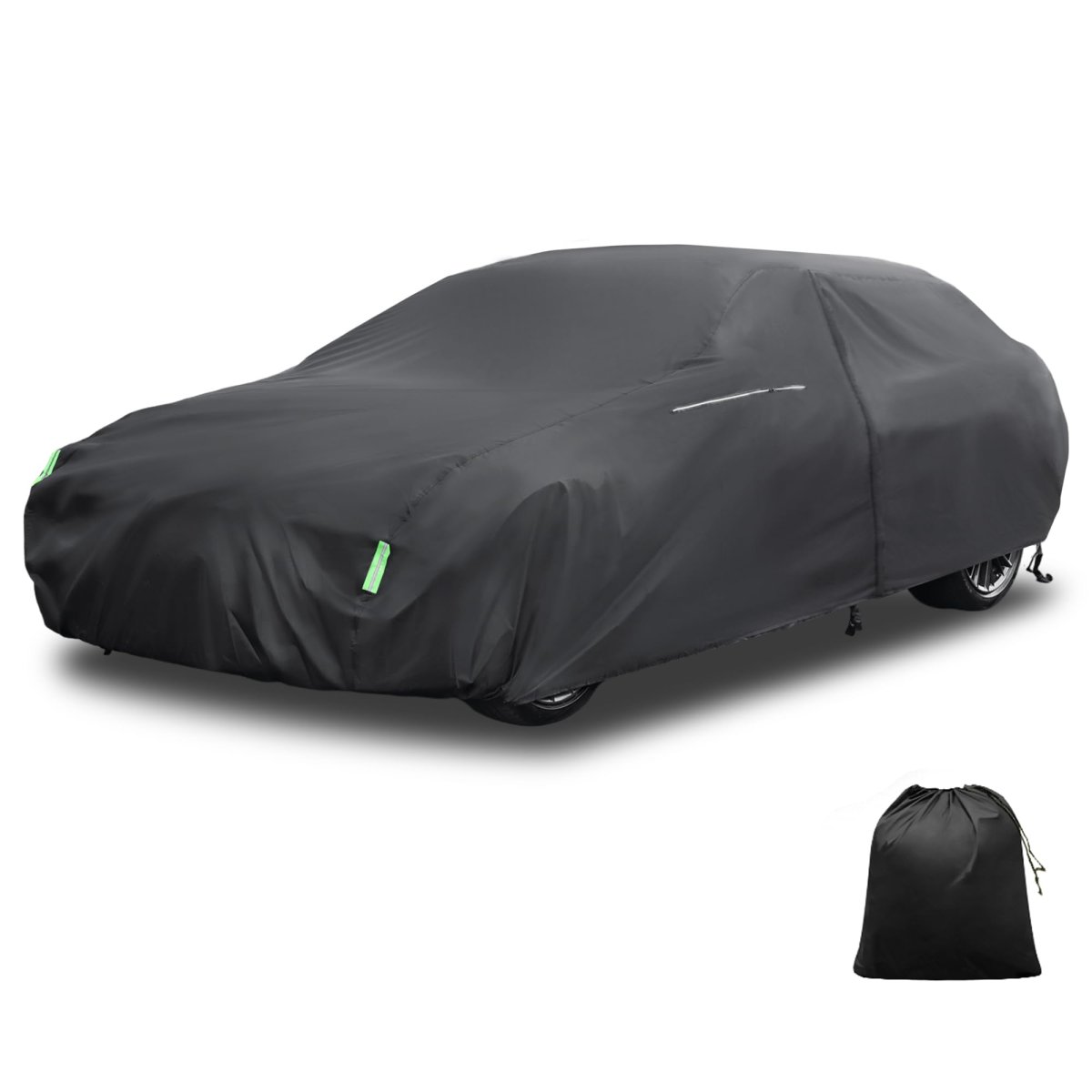 Waterproof Sedan Car Cover For Length Up To 177 Inch All Weather Protection Anti-uv Windproof With Left Side Zipper And Mirror