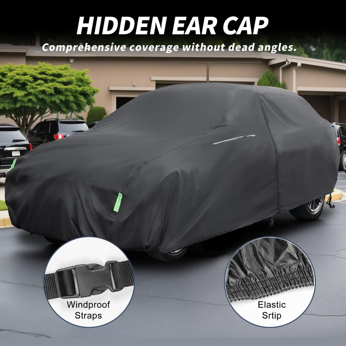 Waterproof Sedan Car Cover For Length Up To 177 Inch All Weather Protection Anti-uv Windproof With Left Side Zipper And Mirror