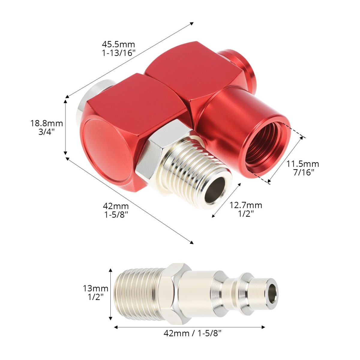 2 Pack 1 4 In Npt 360 Degrees Swivel Air Hose Fittings No Leakage Connector With Tape For Rivet Guns And Tools Up To 300 Psi