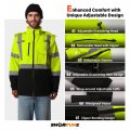 Shorfune High Visibility Softshell Waterproof Safety Jacket For Men Class 3 Reflective Work Jackets With Pockets Detachable