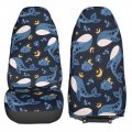 Delerain Car Seat Covers Set 2pcs Blue Whale Universal Front Seats Vehicle Enterior Protector Suitable Fits Most Auto Suv Sedan