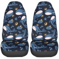 Delerain Car Seat Covers Set 2pcs Blue Whale Universal Front Seats Vehicle Enterior Protector Suitable Fits Most Auto Suv Sedan