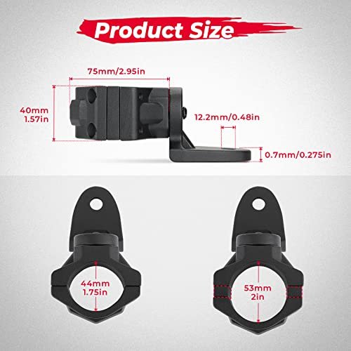 Utv Whip Mount Flag Light Mounting Bracket For 1 75 To 2 In Roll Bar Heavy Duty Adjustable Polaris Rzr 900 1000 Xp Pro Turbo