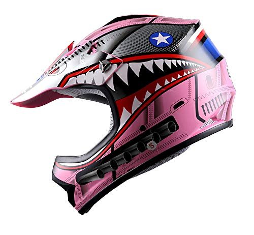 1storm Youth Motocross Helmet Kids Motorcycle Bike Shark Pink Goggles Mg Glove Bundle