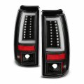 Akkon Fits 2003-2006 Silverado 1500 1500hd 2500 2500hd 2004-06 3500 2007 Classic C-tube Led Black Tail Lamp Brake Lights Pair 
