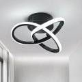 Amzasa Modern Led Ceiling Light Fixtures Black Semi Flush Mount Lamp Hallway Lights For Bedroom Bathroom Entryway Closet 